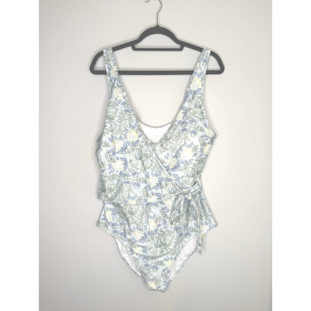 SUMMERSALT Swimsuit The Perfect Wrap One Piece Size 22 Blue Floral